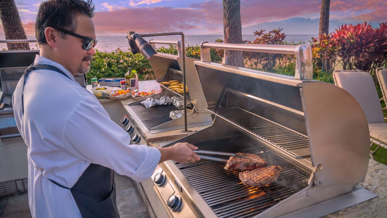 Seek grilling advice from our poolside grill master.