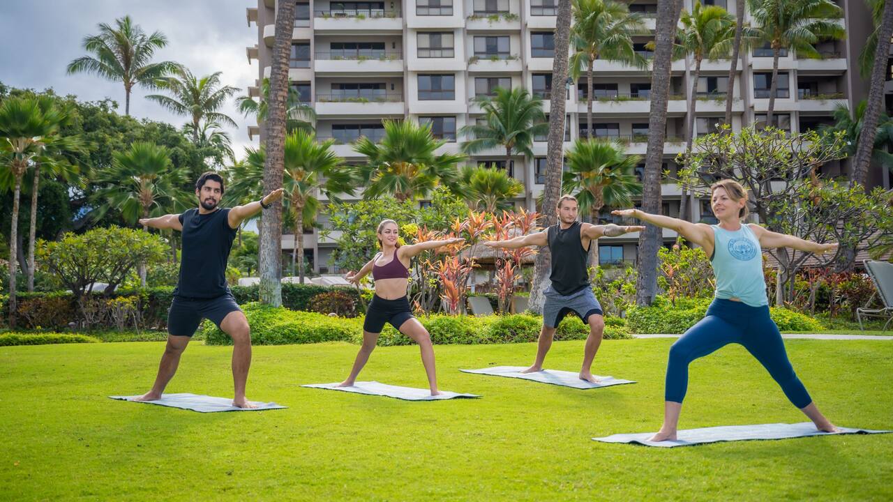 Book a rise and shine yoga class on our manicured property grounds.