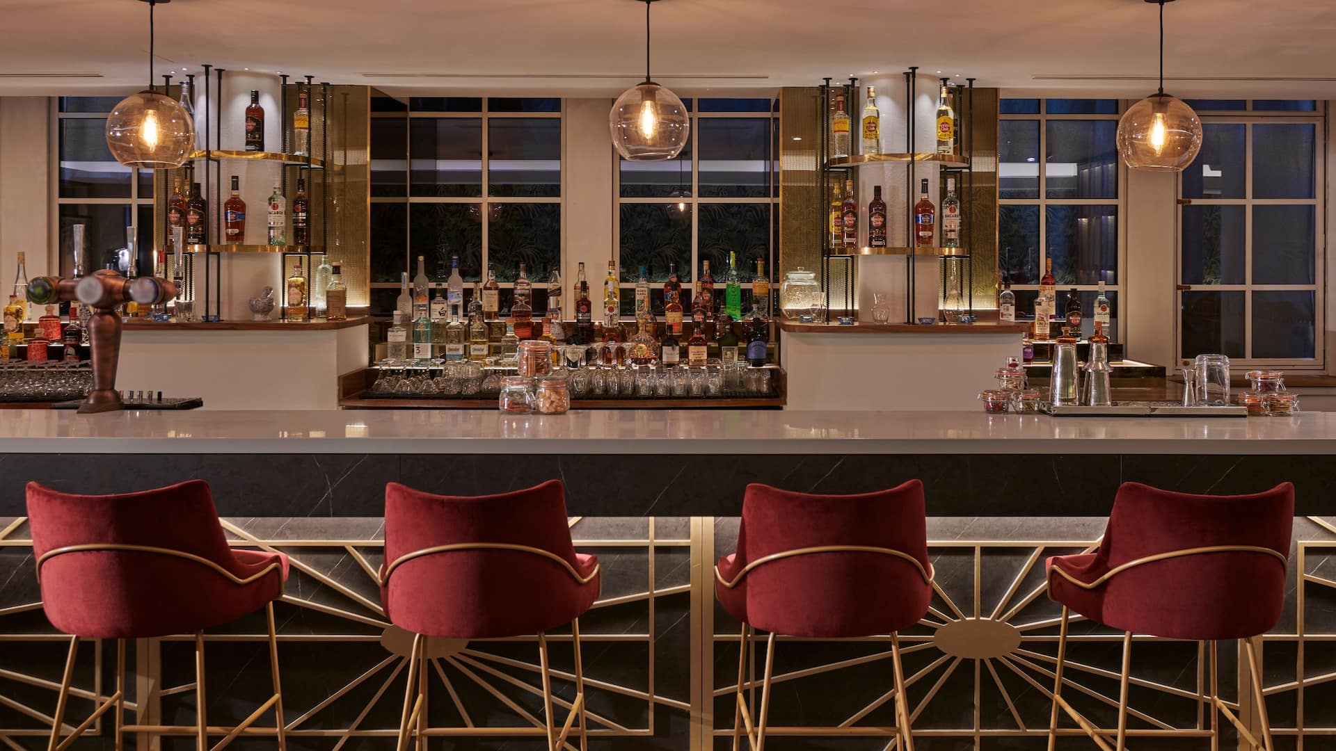 2 of 7 Hyatt Regency London Blackfriars Leaf And Cane Bar Table