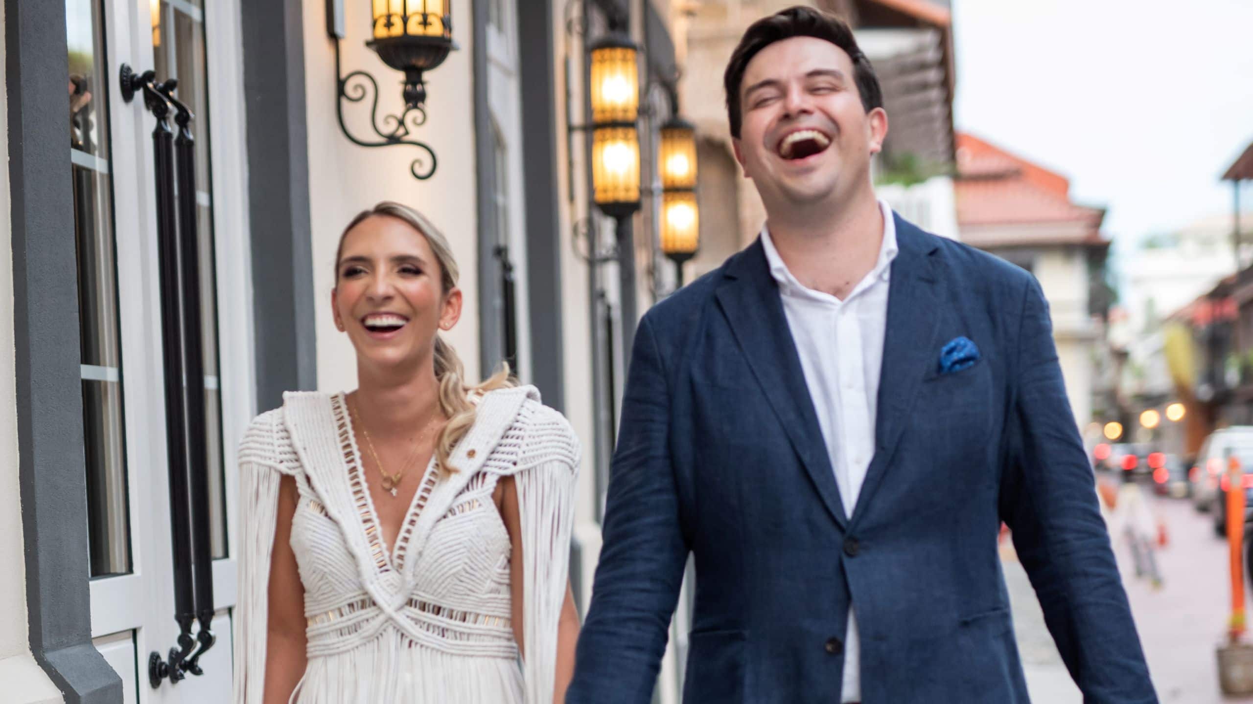 Hotel La Compañia Bride And Groom Walking