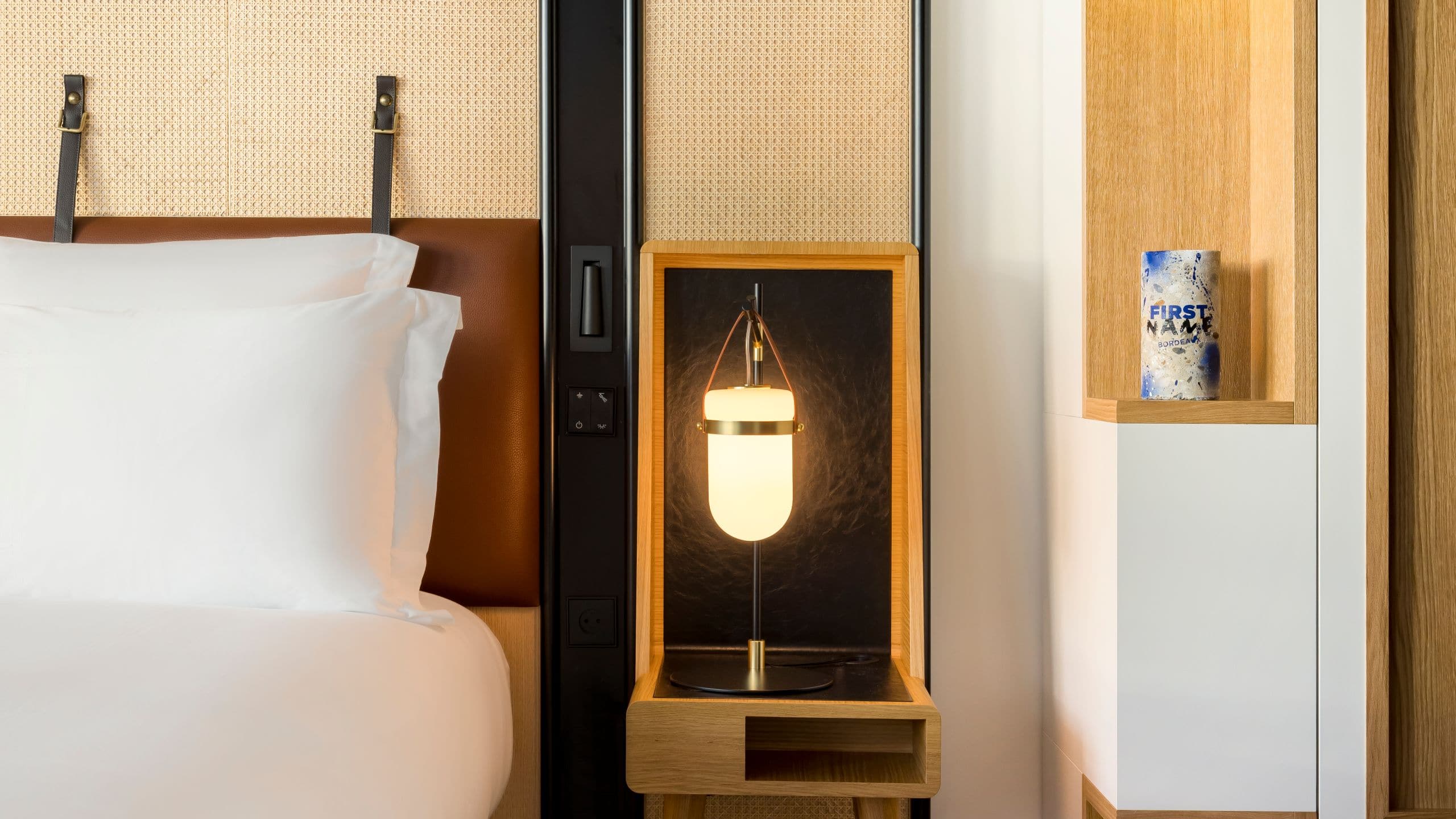 FirstName Bordeaux Bedside Table And Lamp Jerome Galland