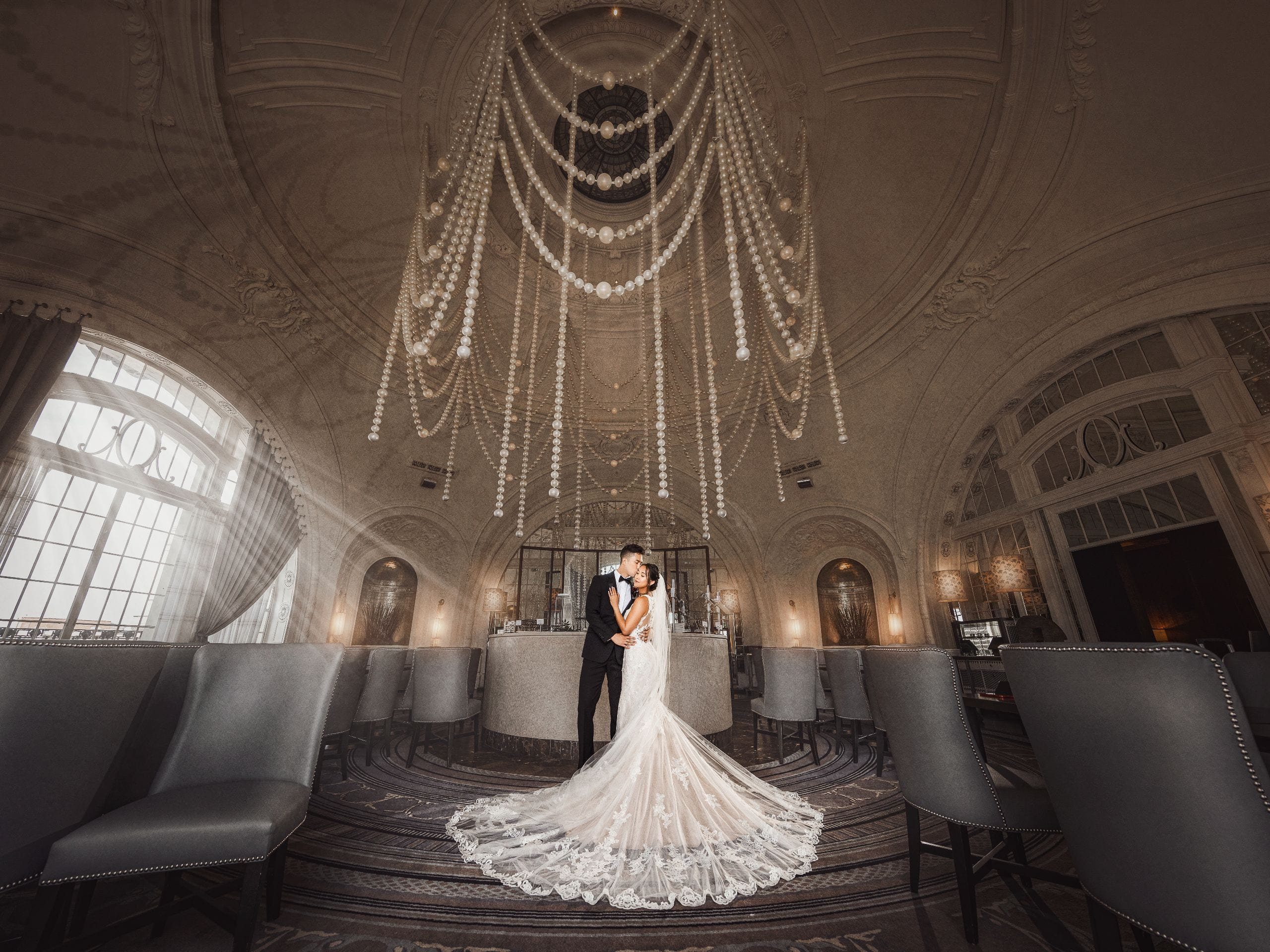 The Bellevue Hotel Pearl Room Bride With Groom