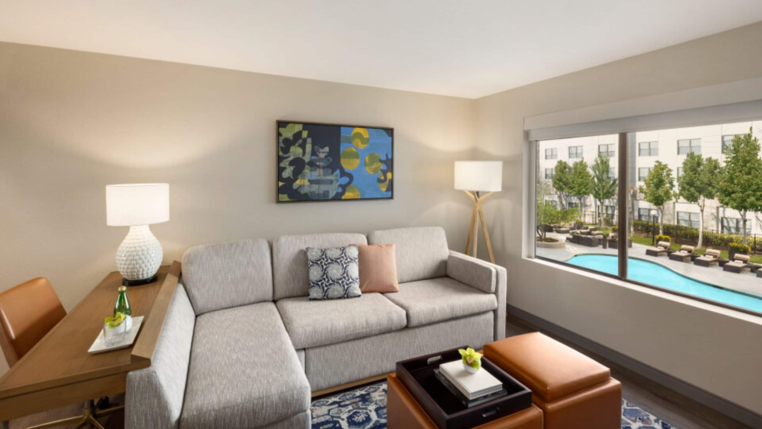 2/2 Hyatt Centric Santa Clara Silicon Valley One Bedroom Double Suite Pool View Couch