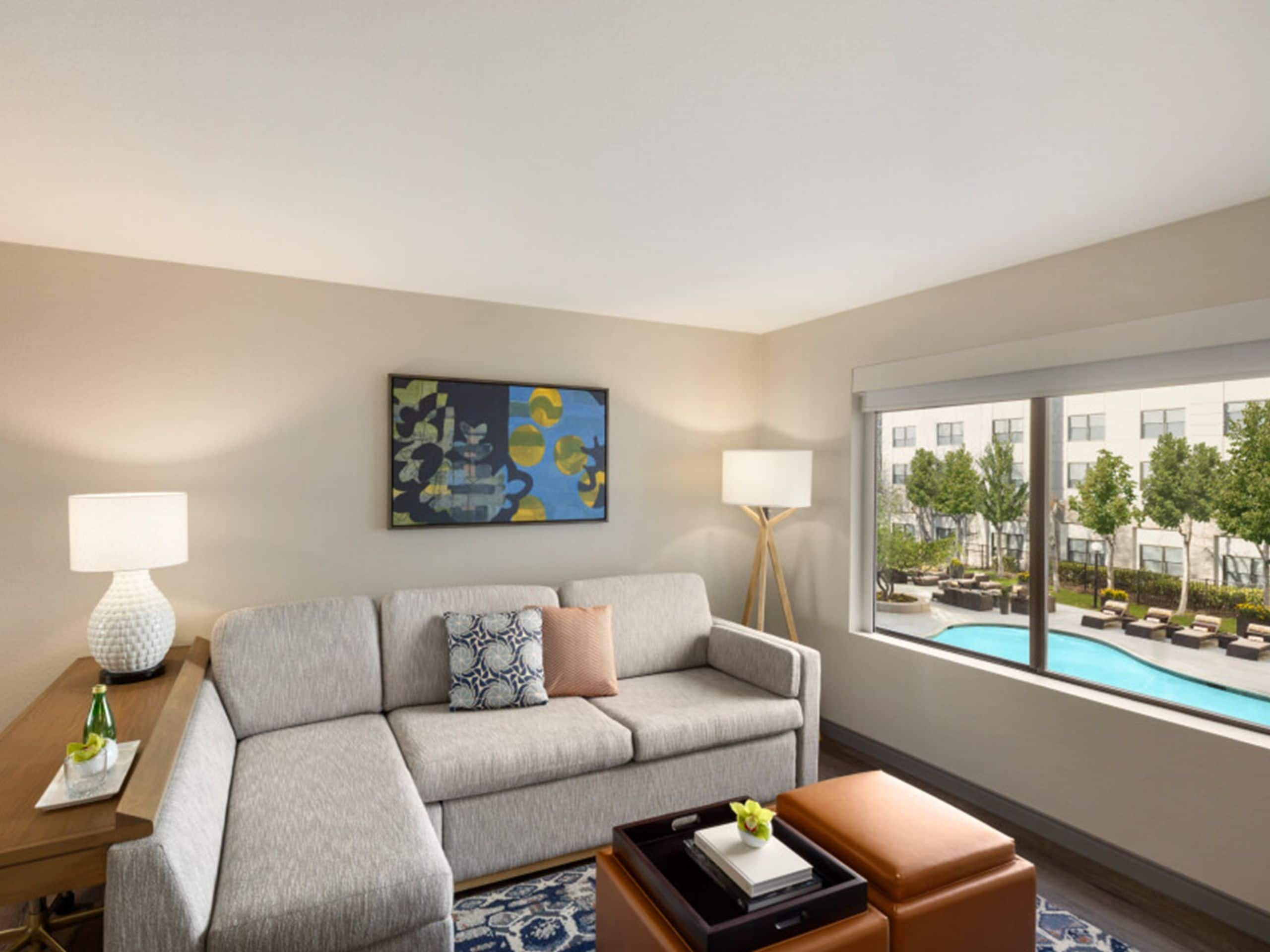 Hyatt Centric Santa Clara Silicon Valley One Bedroom Double Suite Pool View Couch