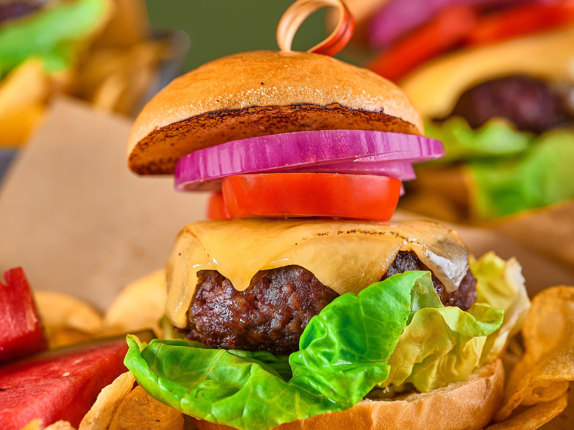 Global Cheeseburger Watermelon Chips Bento Box