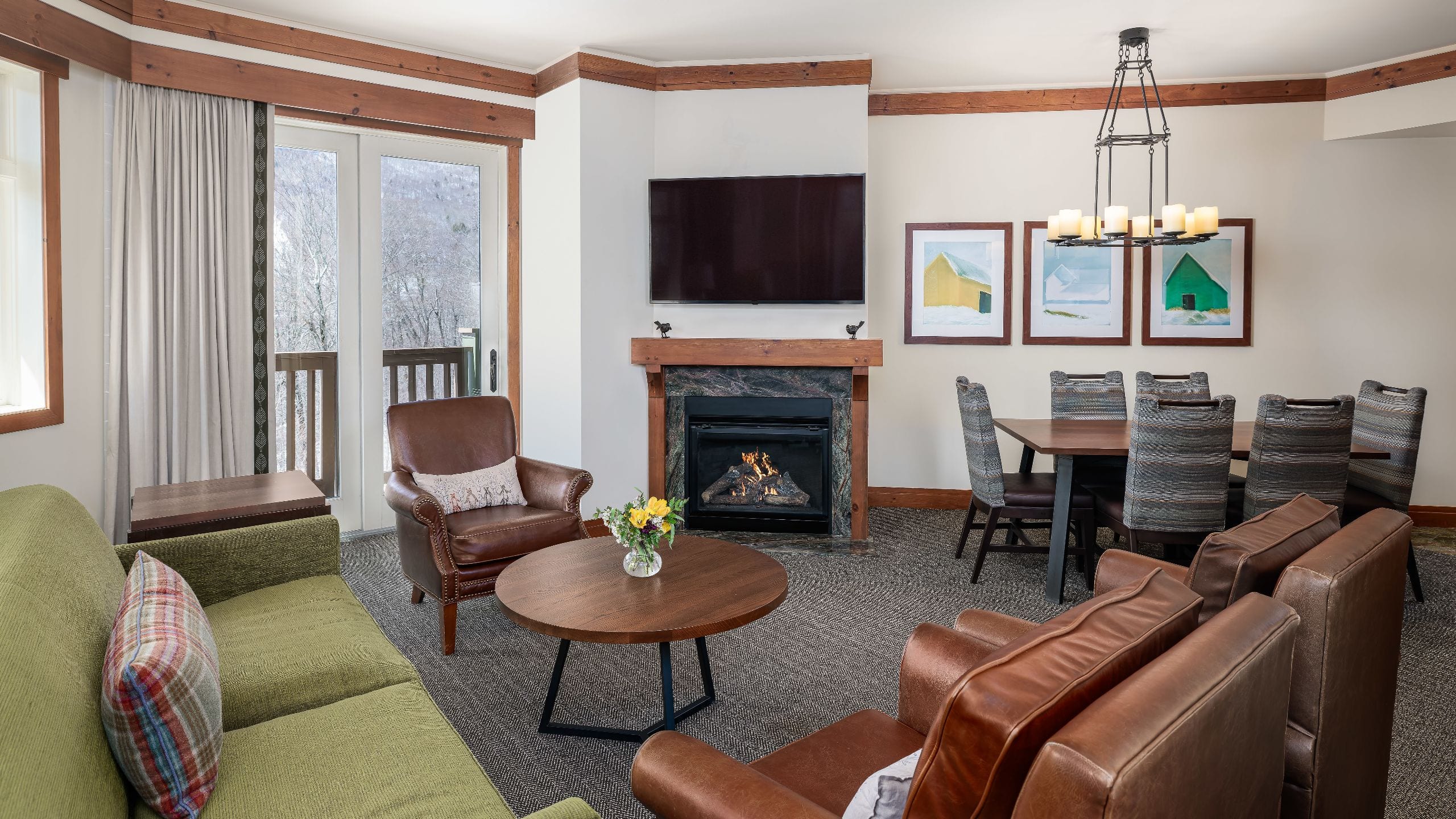The Lodge at Spruce Peak Two Bedroom Suite Living Dining Table