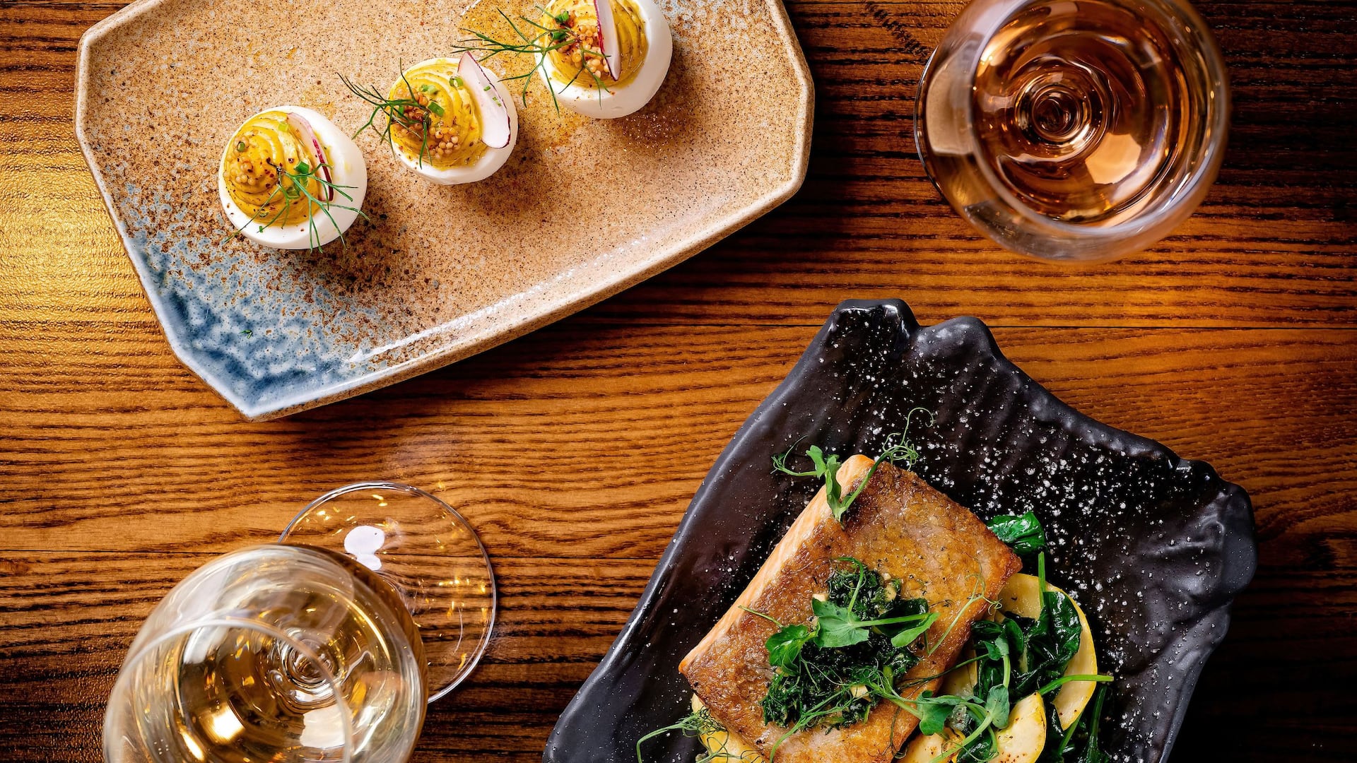 Grand Hyatt Washington Cure Bar Bistro Deviled Eggs Fish Entree Layout