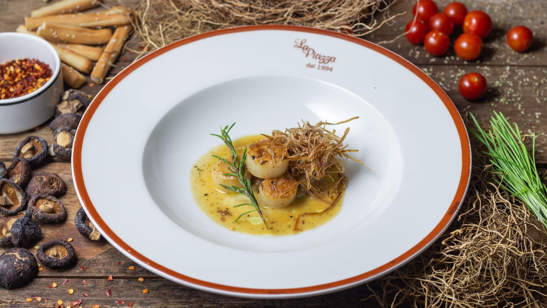 Hyatt Regency Delhi Mushroom Mousse Fried Leeks