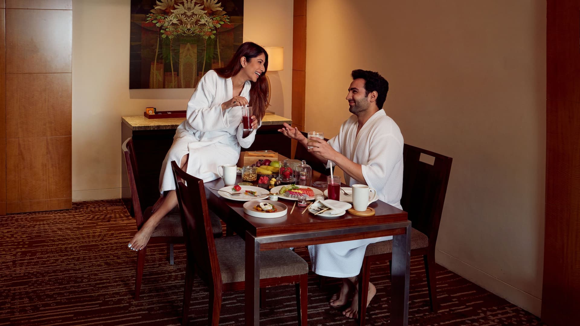 Hyatt Regency Pune & Residences Couple Enjoying Room Service