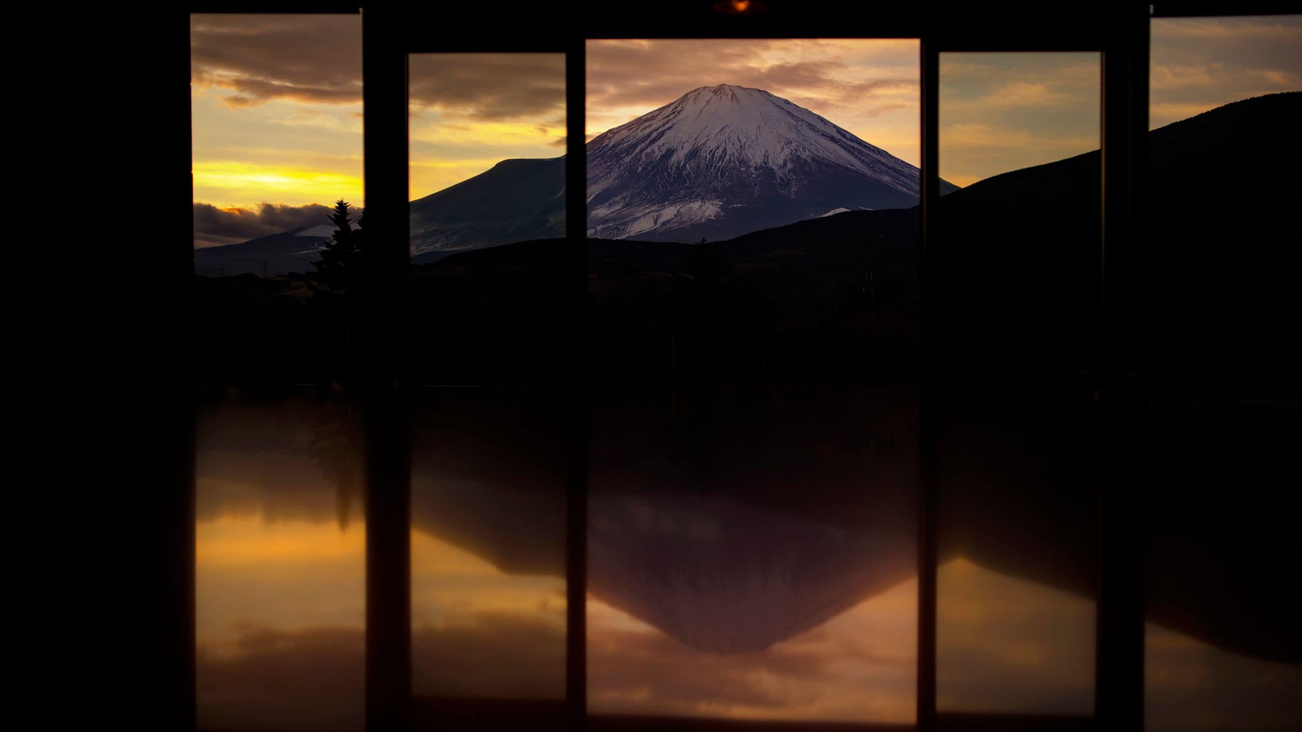 Fuji Speedway Hotel Bar 4563 Mount Fuji Balcony Sunset Winter With Window