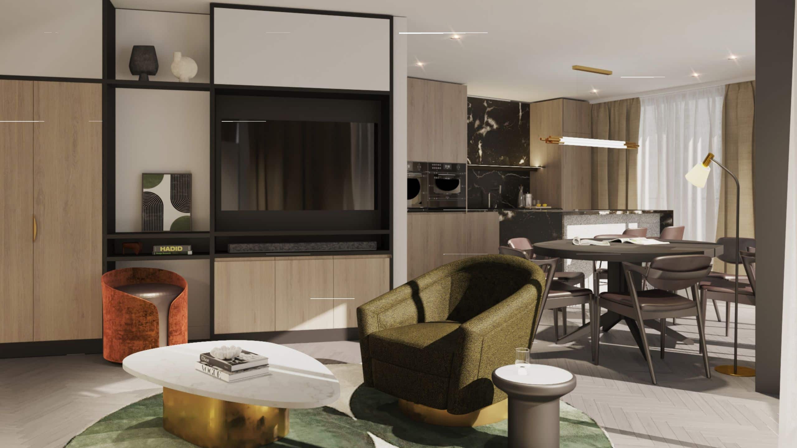 第 1，共 1 Kennedy 89 Suite Living Area Into Dining