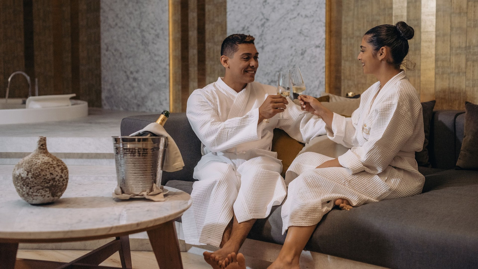 Hyatt Regency Lisbon Serenity Spa Couple Toast