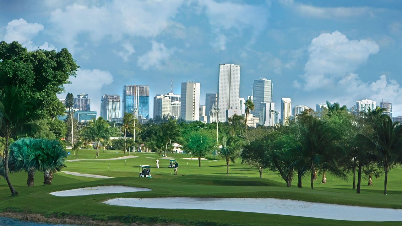 Melreese Golf Course With Miami Skyline