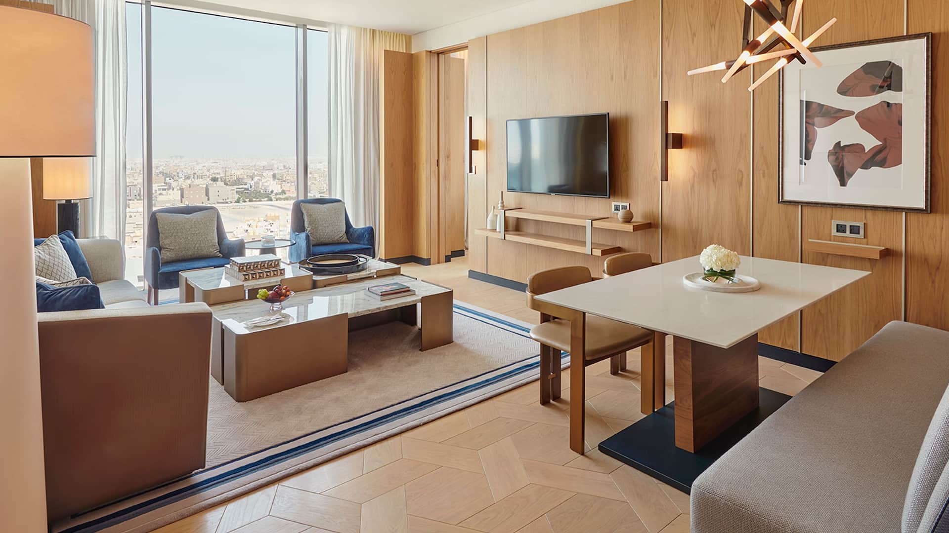 Spacious Grand Suite at Grand Hyatt Kuwait with separate living room and bedroom
