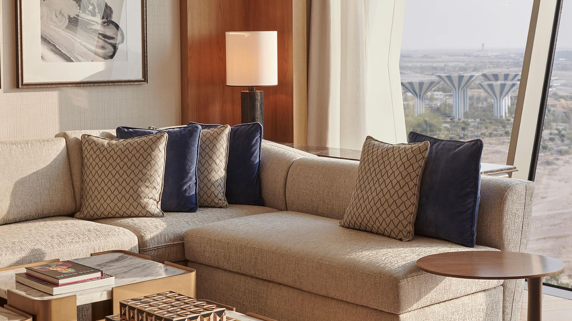Grand Hyatt Kuwait Grand Suite April Living Room Couch Close-up