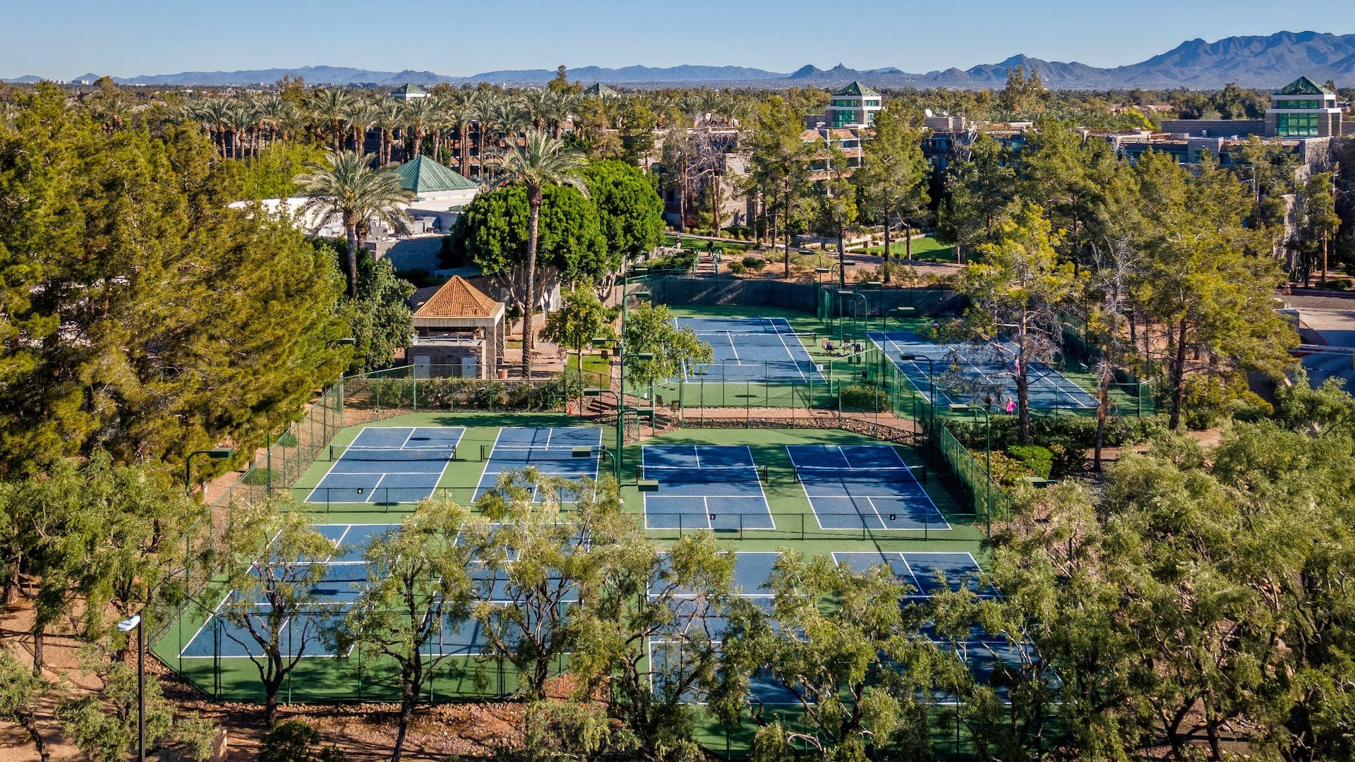 Hyatt Regency Scottsdale Resort & Spa at Gainey Ranch Pickleball Court Aerial