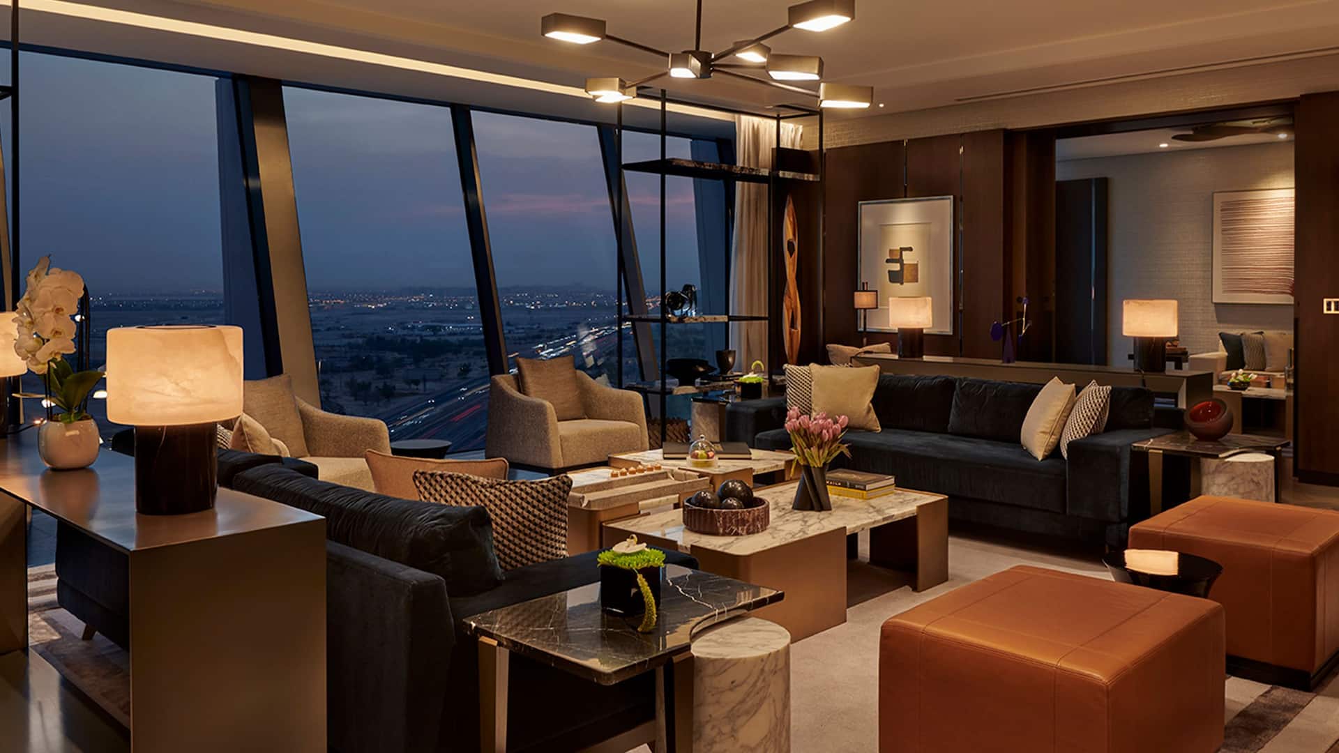 Grand Hyatt Kuwait Presidential Suite Living Room Night