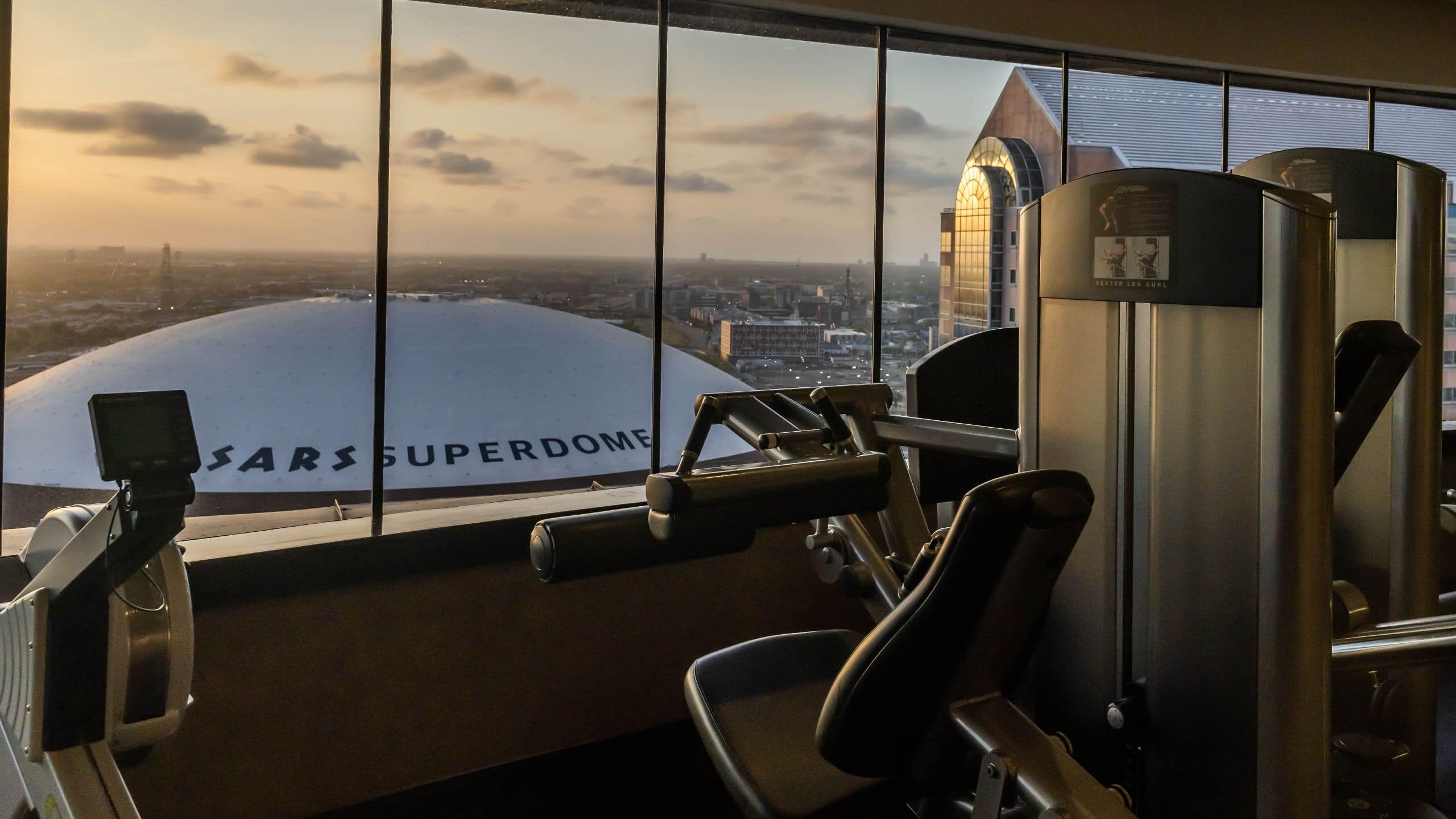 Hyatt Regency New Orleans Fitness Room Superdome View