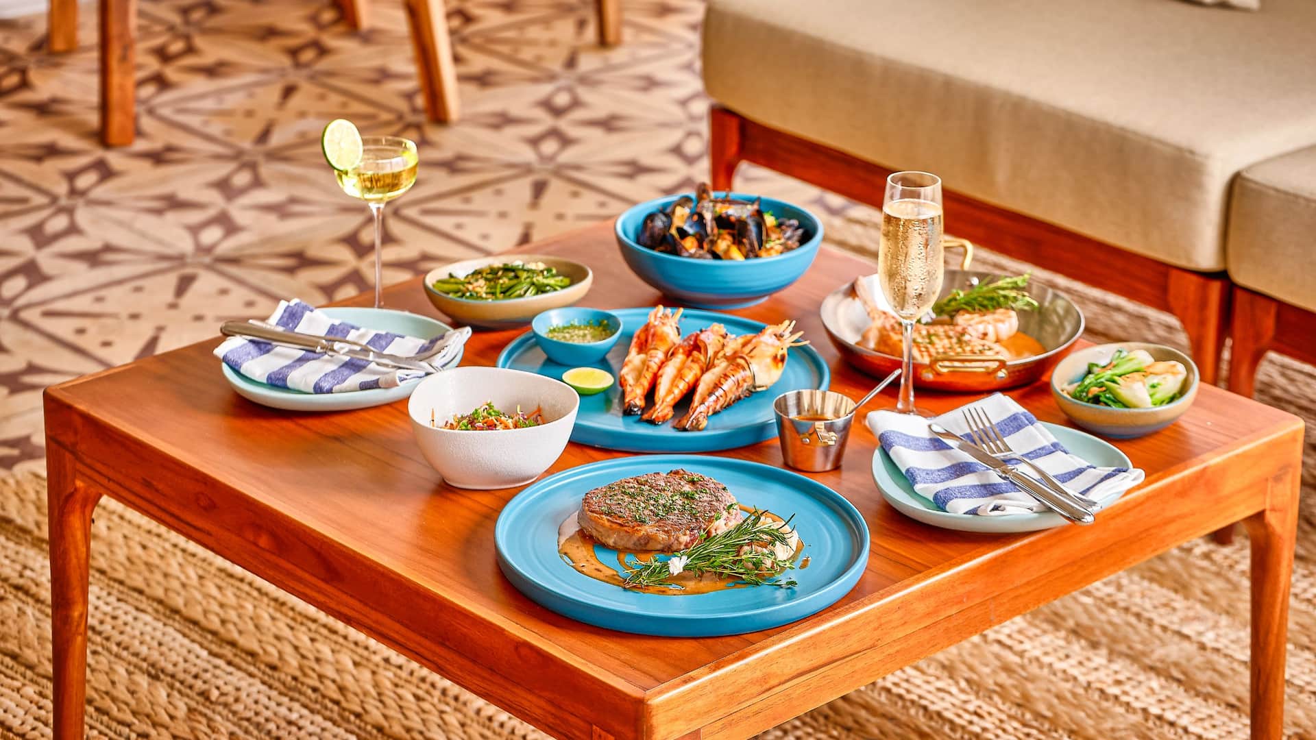 Hyatt Regency Danang Resort and Spa Dining Area Dishes Cocktails Spread
