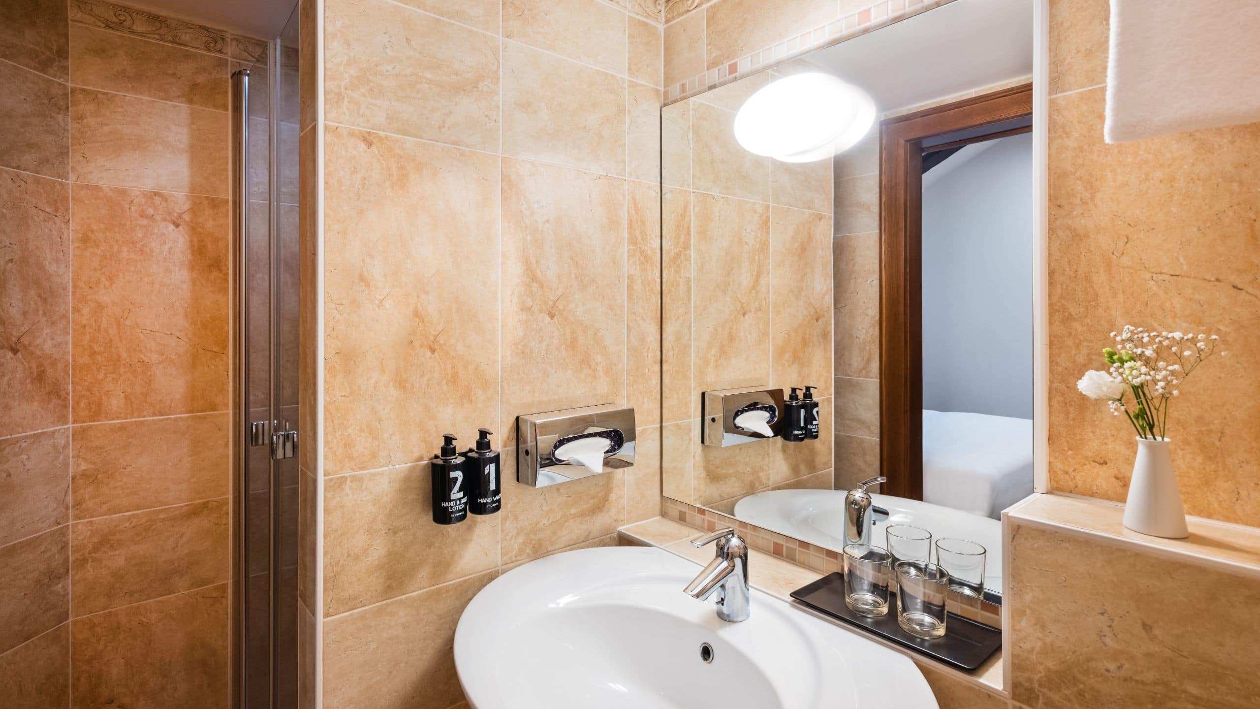Lindner Hotel Prague Castle One Queen Bed Bathroom