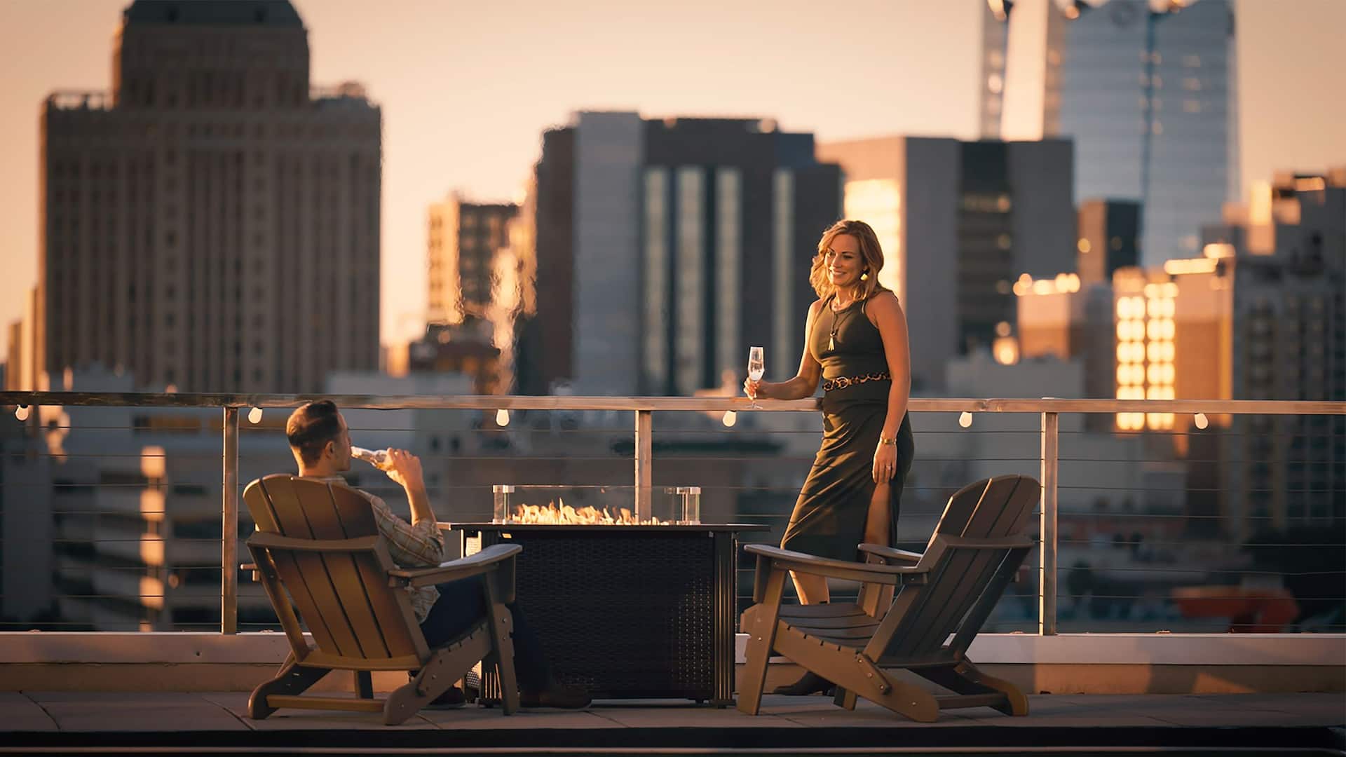 Grand Hyatt San Antonio River Walk Terrace On 5th Firepit Couple