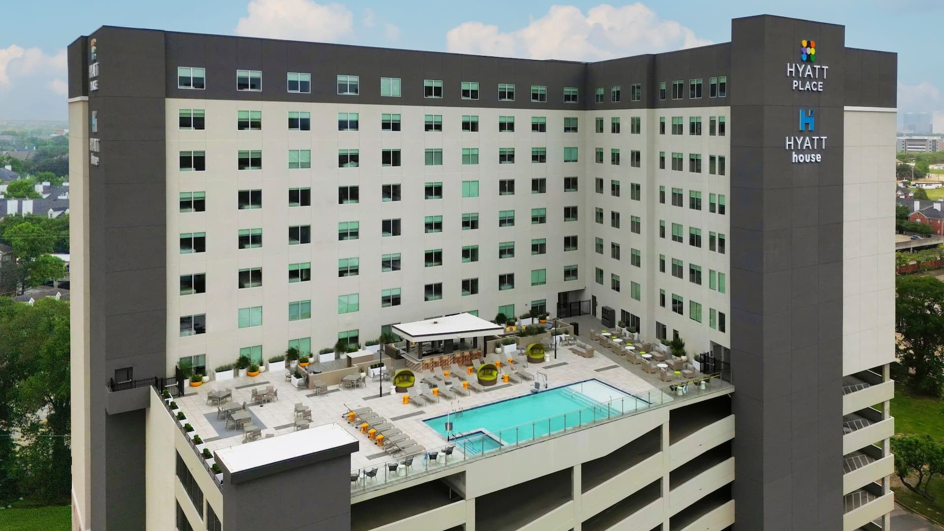 Hyatt House Houston Medical Center Aerial Pool Deck