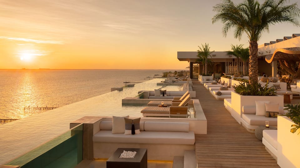 Rooftop pool sunset