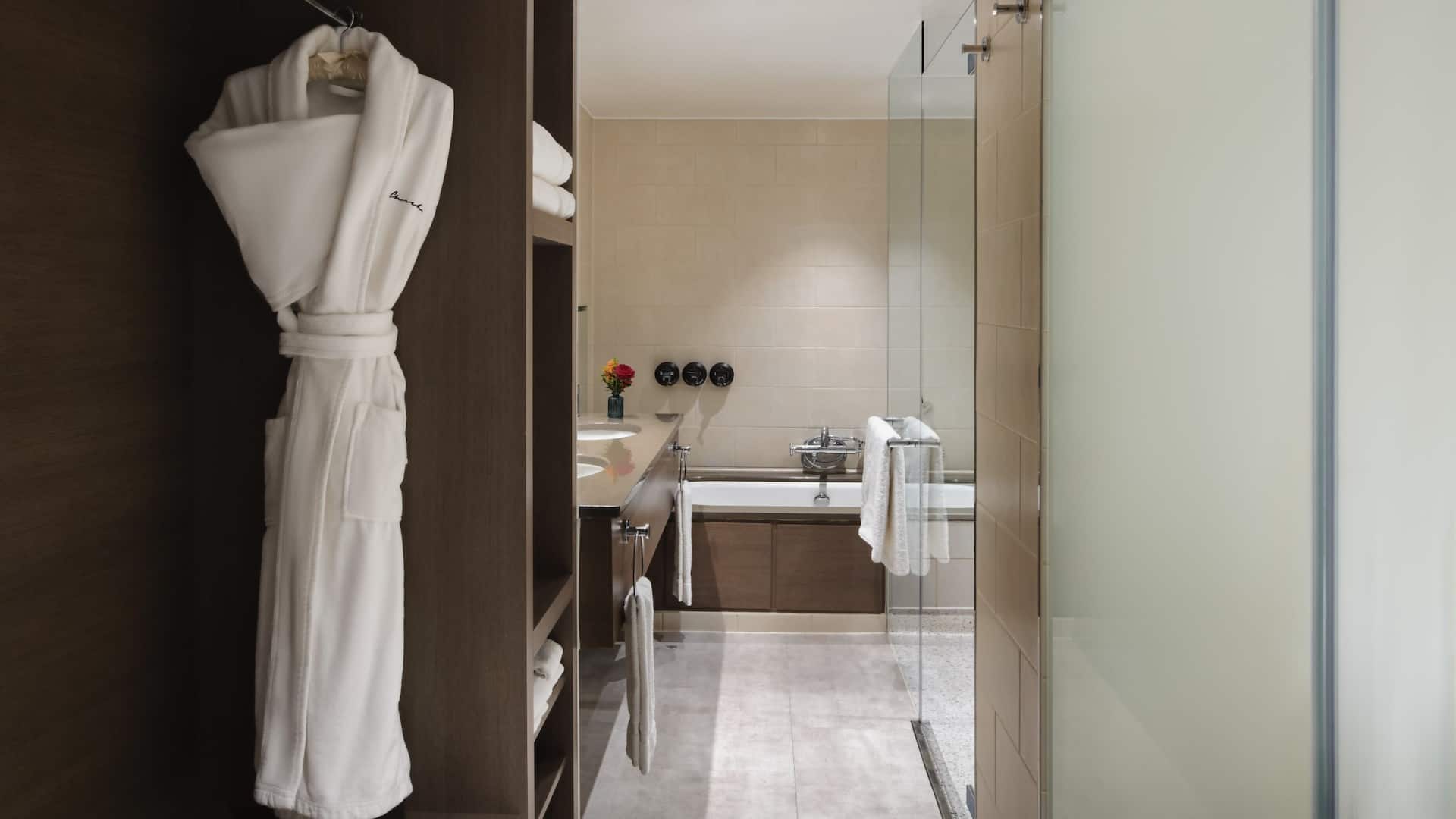 5 of 6 Hyatt Regency London - The Churchill Premium Balcony Suite City View Bathroom Robe