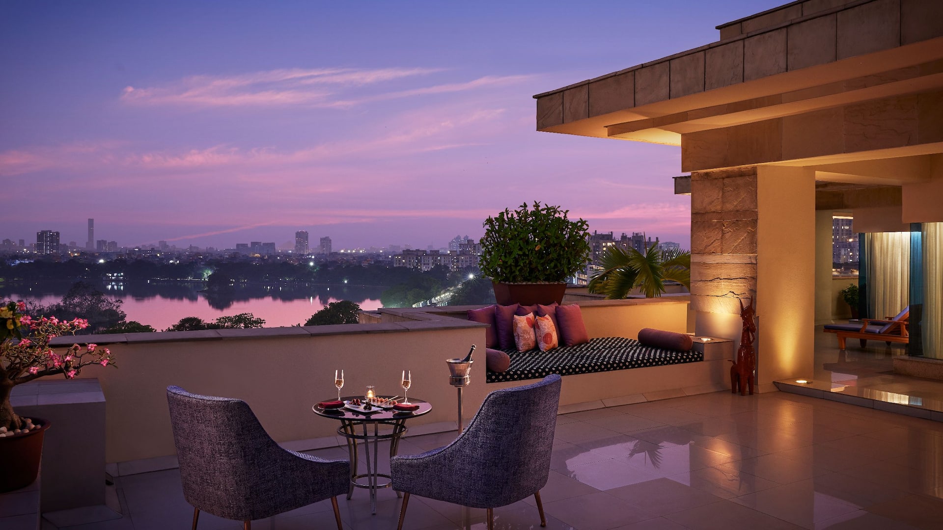 Hyatt Regency Kolkata Diplomatic Suite Terrace Evening