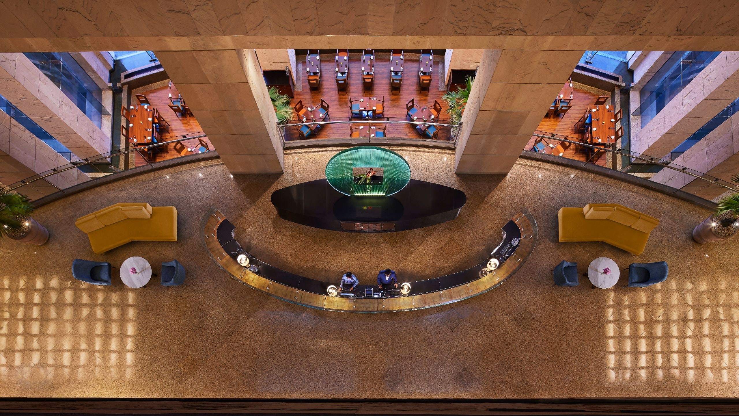 Hyatt Regency Kolkata Lobby Front Desk Aerial View