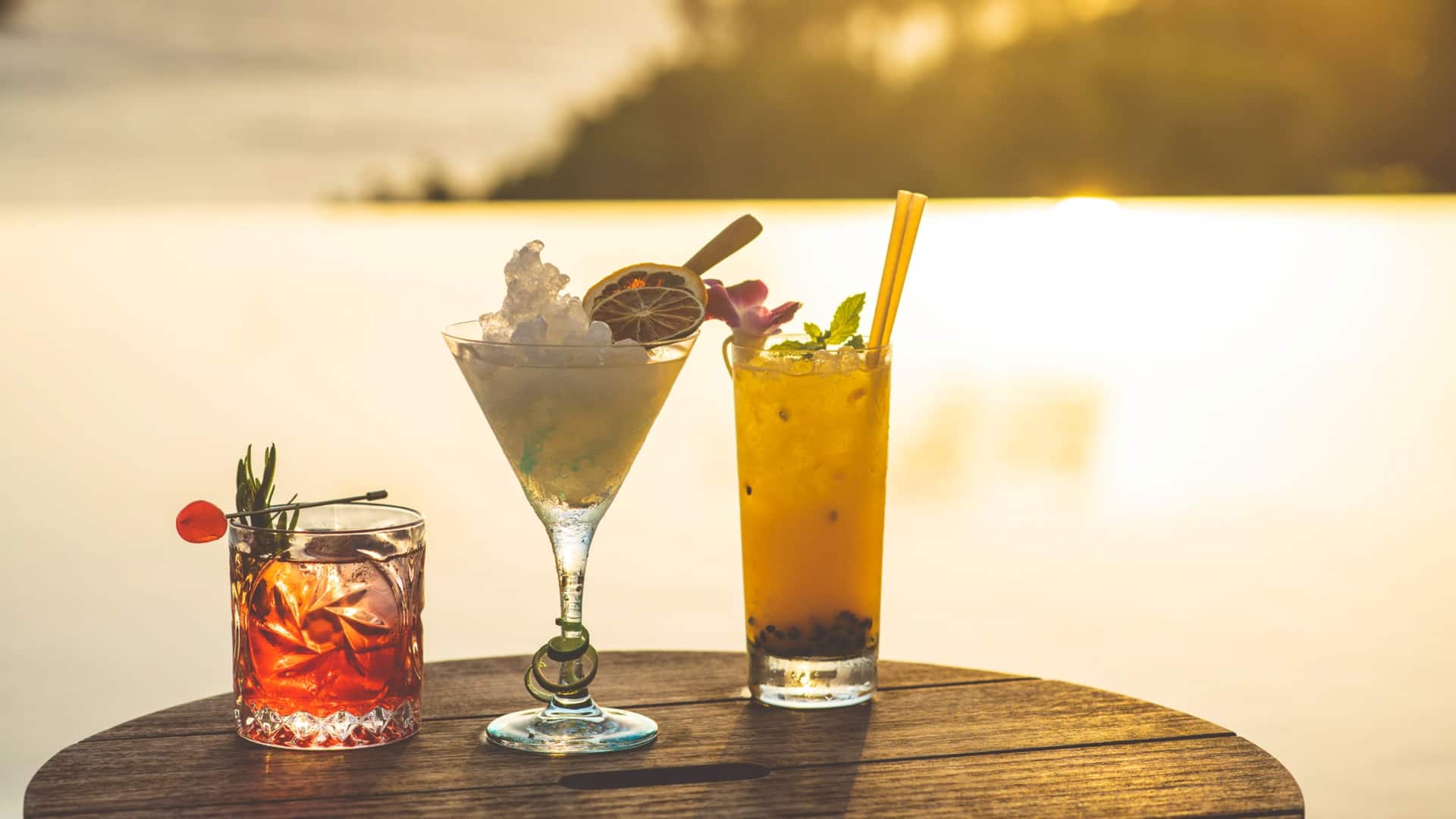 Hyatt Regency Seragaki Island, Okinawa Shirakachi Bar Summer Cocktails Sunset View