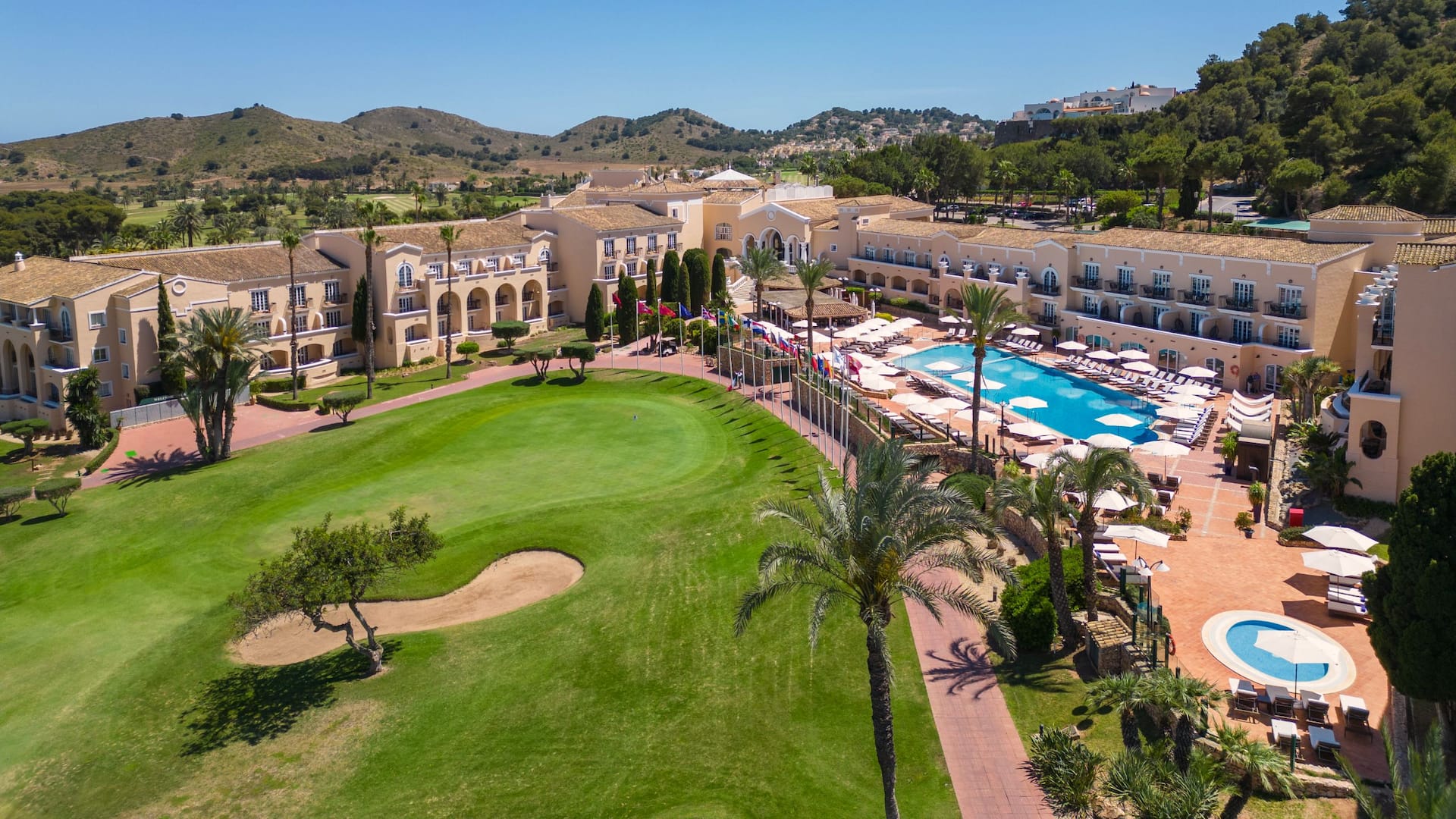 Grand Hyatt La Manga Club Golf & Spa Daytime Aerial Hotel Exterior Pool Golf Course