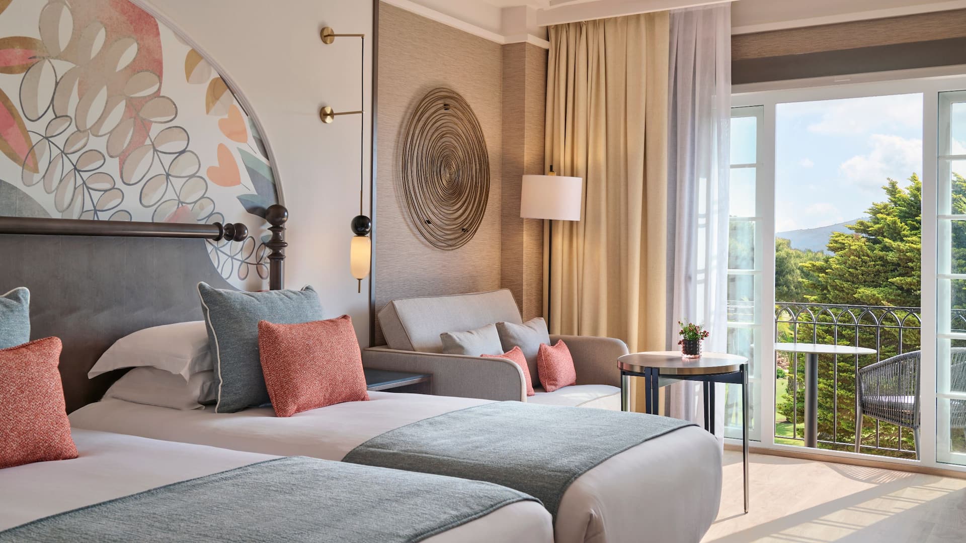 Grand Hyatt La Manga Club Golf & Spa Two Twin Beds Guestroom Seating Balcony Detail