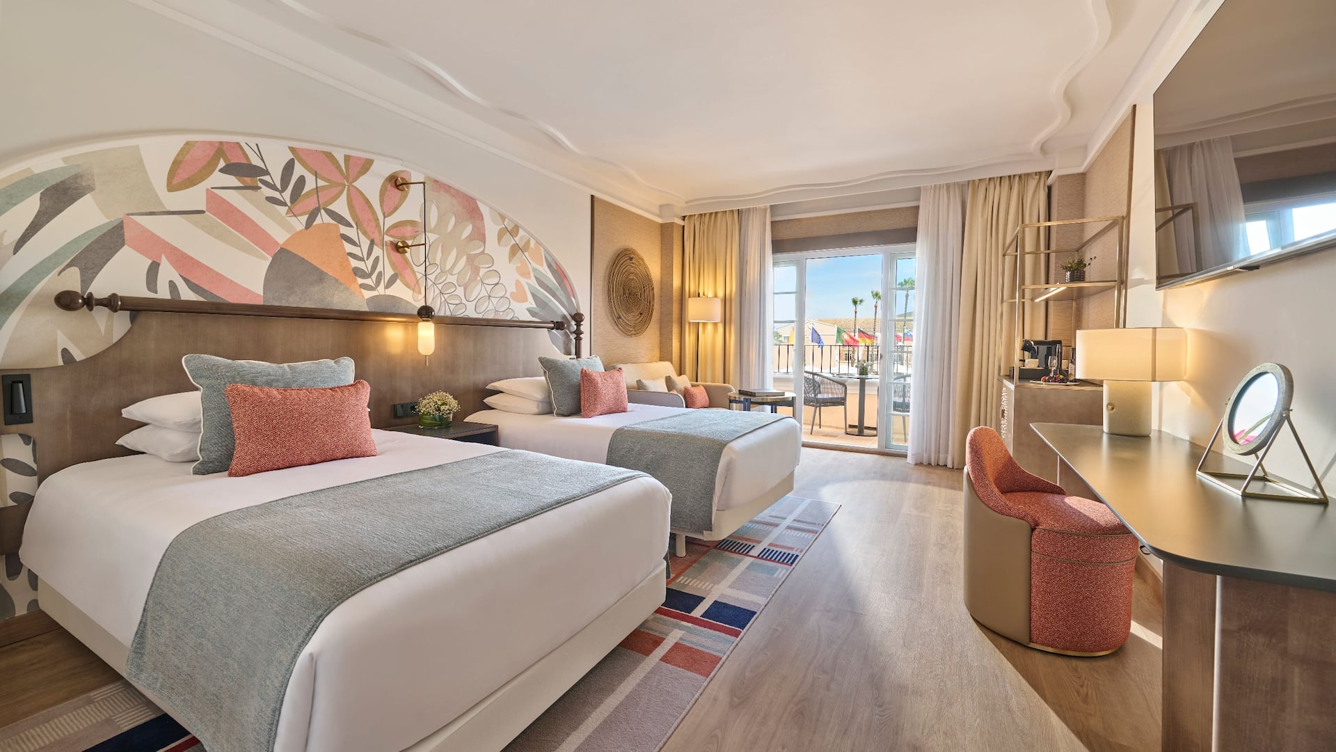 Grand Hyatt La Manga Club Golf & Spa Two Twin Beds Guestroom Seating Balcony Desk Area
