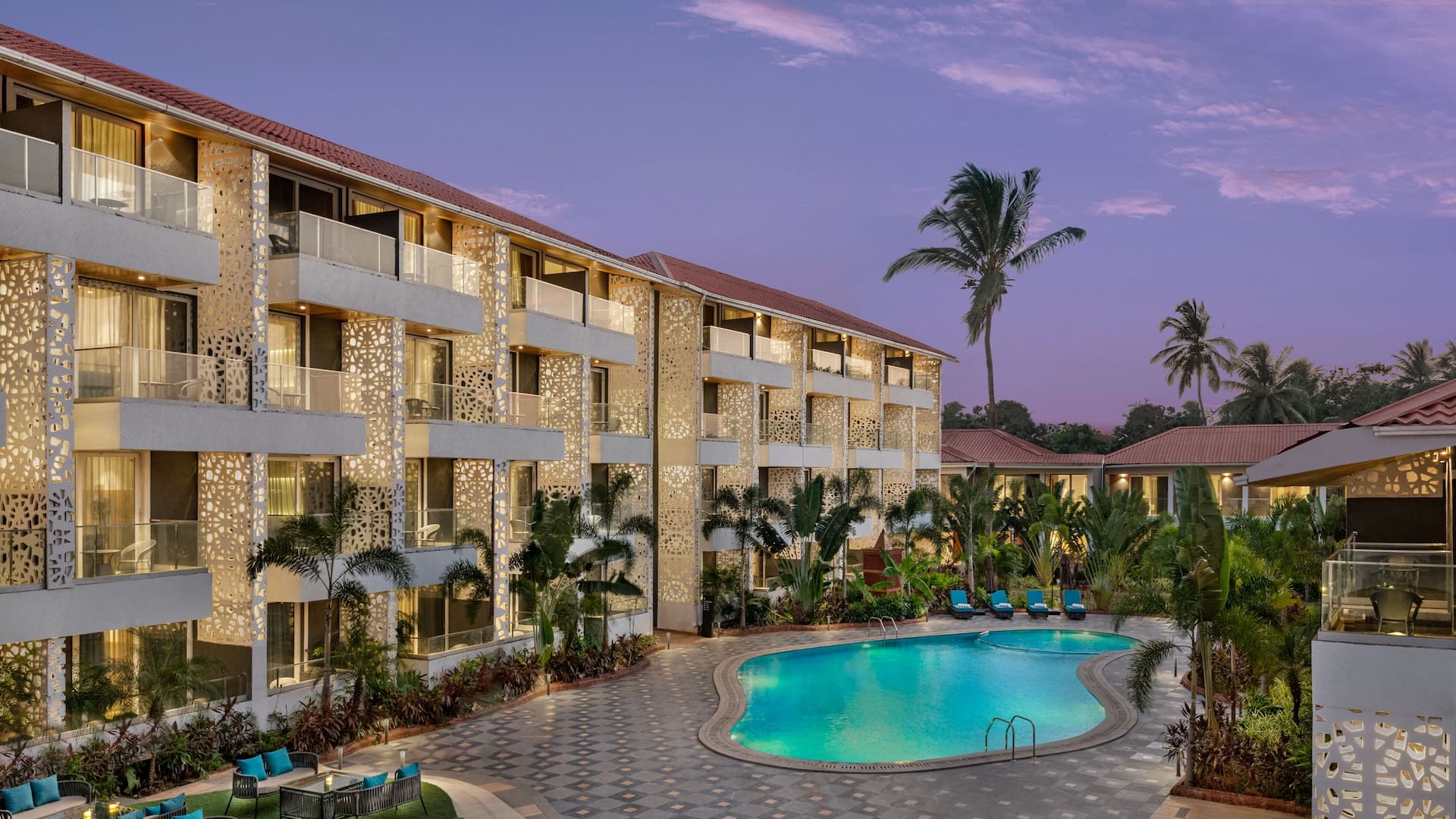 Hyatt Place Goa Candolim Pool Area Night