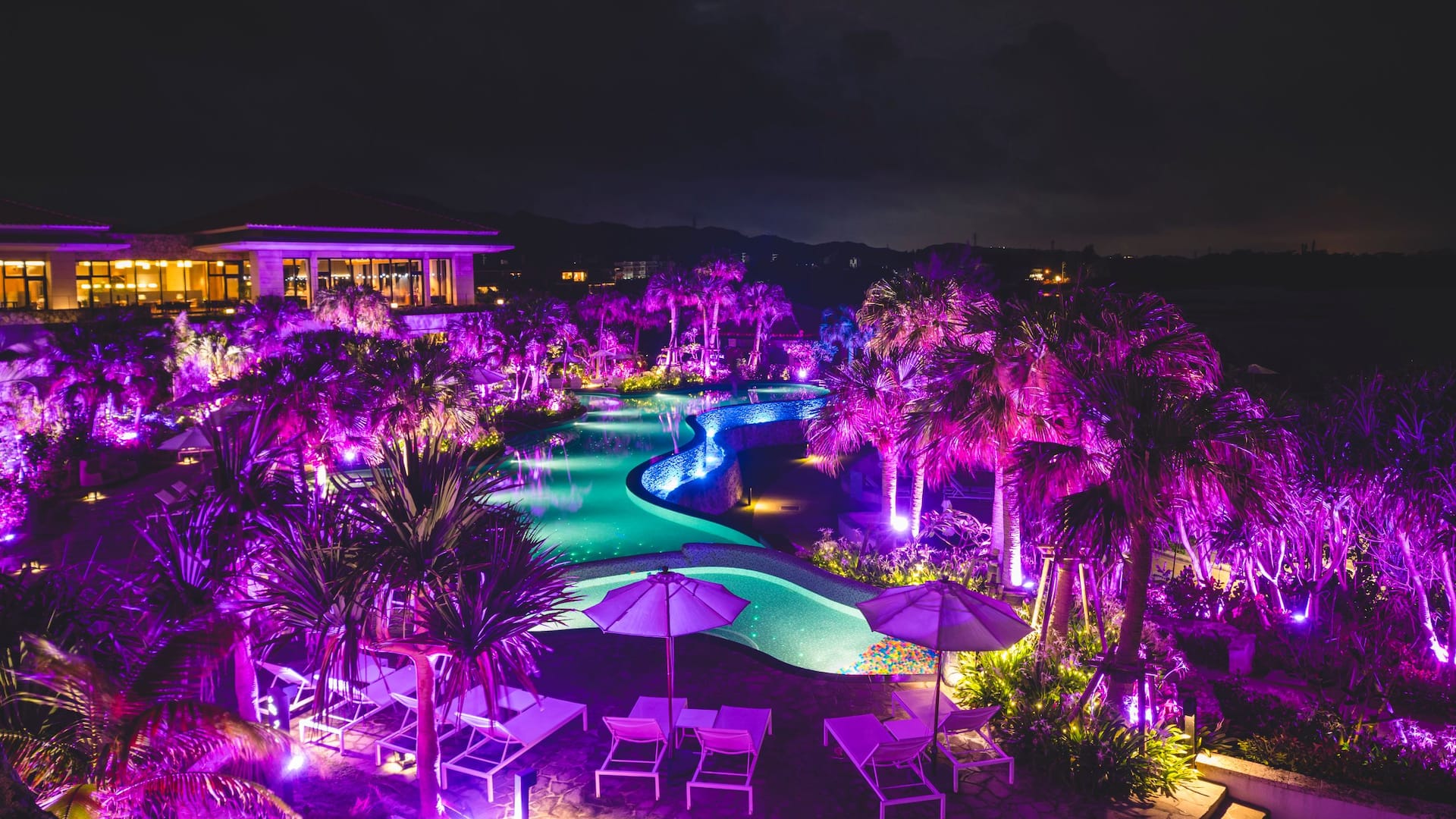 Hyatt Regency Seragaki Island, Okinawa Night Pool Gusuku Pool Overview