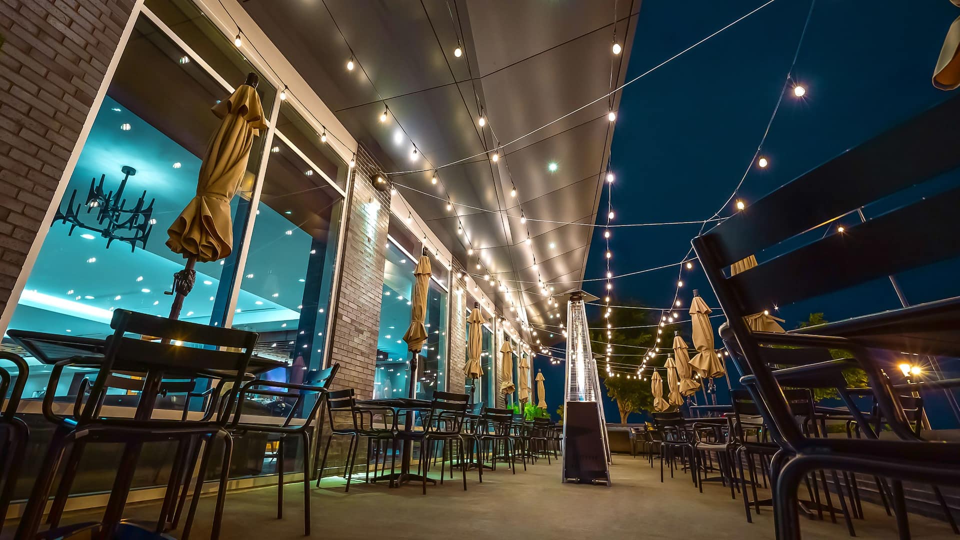 Hyatt Place Milwaukee Downtown Patio Lights Nighttime