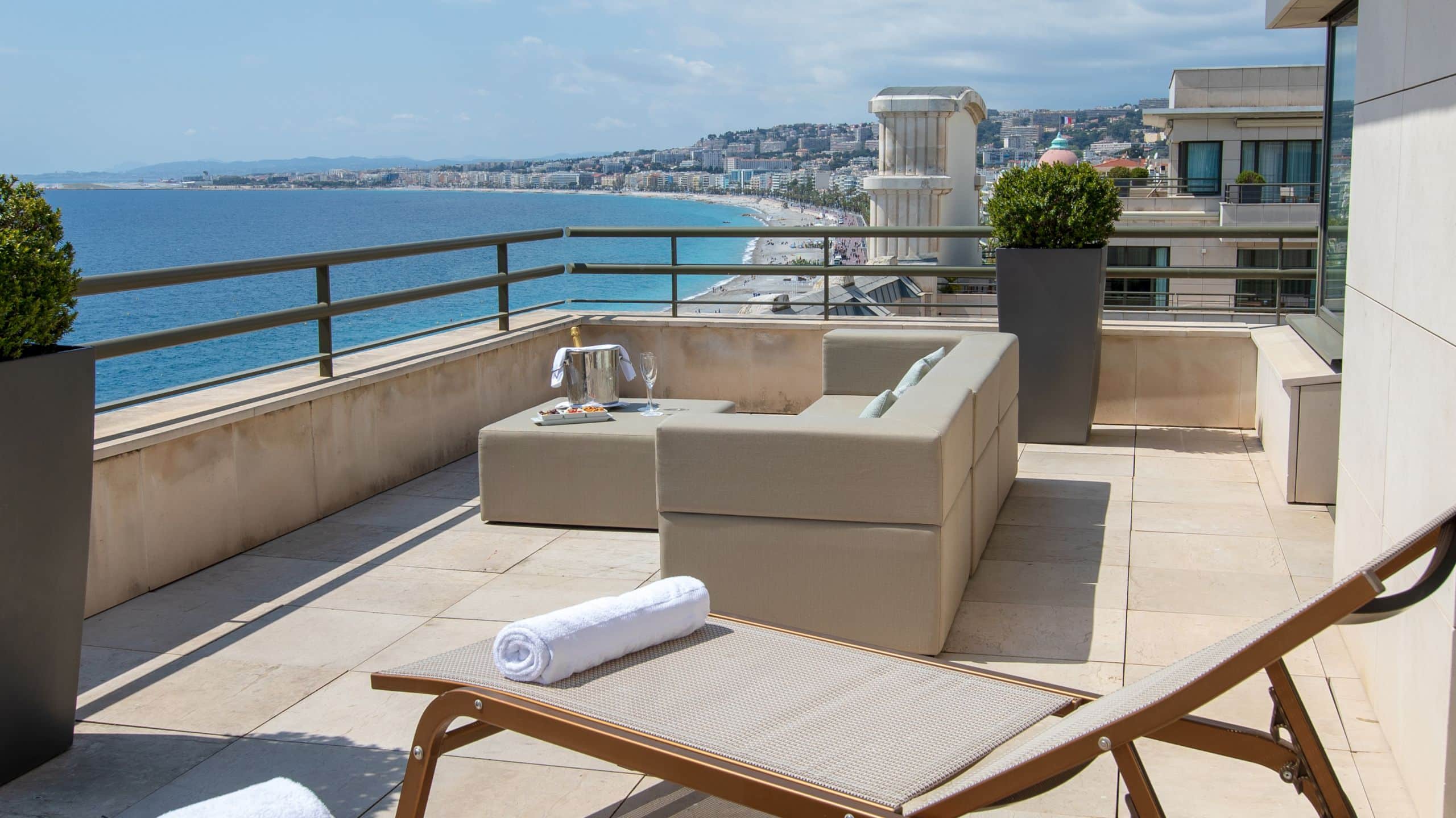 Hyatt Regency Nice Palais de la Méditerranée Suite Panoramique Transat Vertical Balcony Ocean