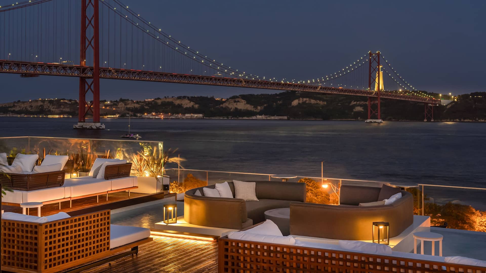 Hyatt Regency Lisbon Icon Rooftop Bar Night Bridge