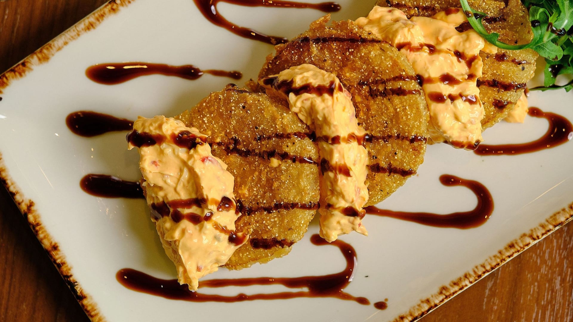 Hyatt Regency Jacksonville Riverfront Fried Green Tomatoes Overhead Close