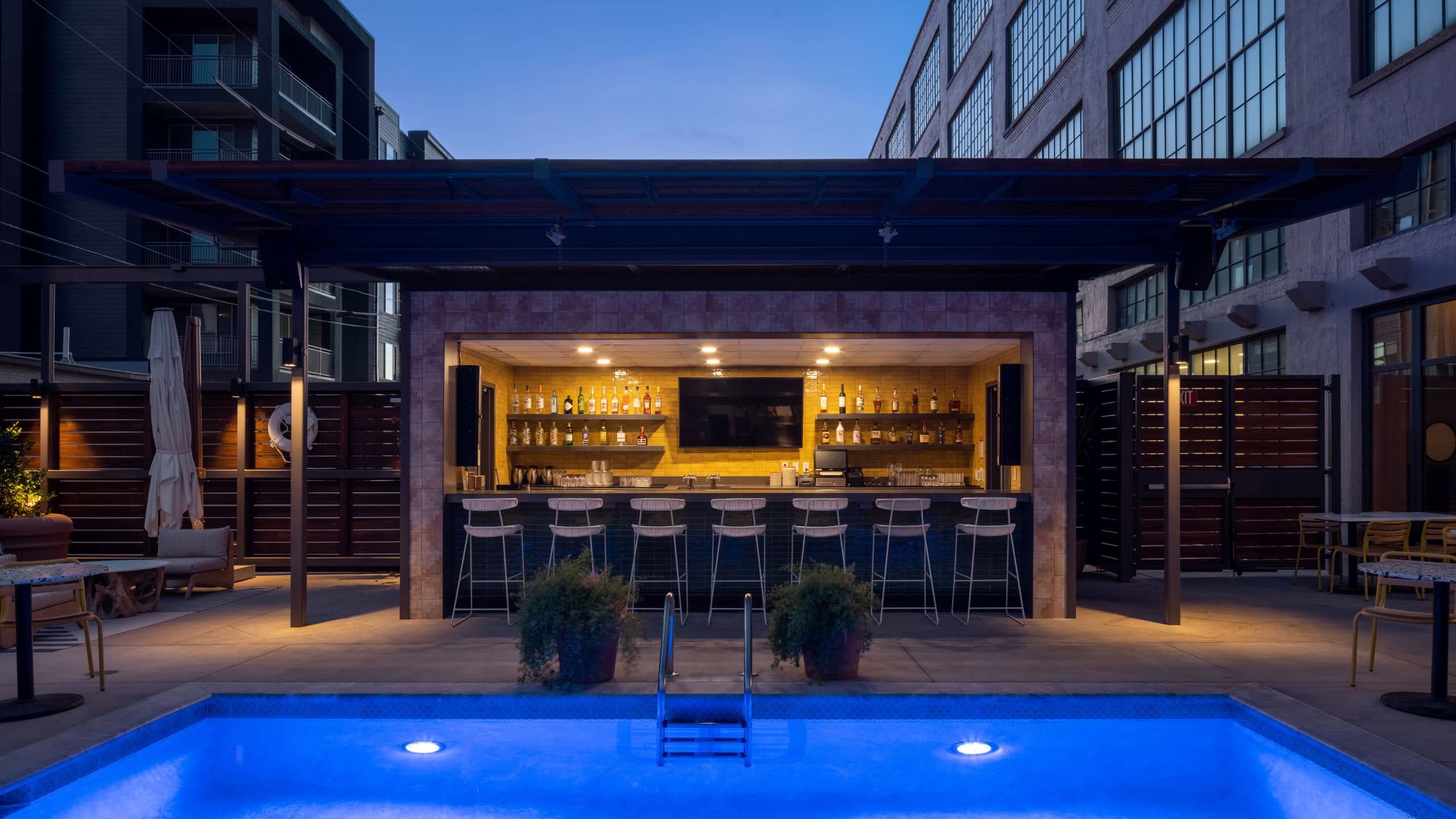 Fordson Hotel Pool Bar Bodega Bar Nighttime