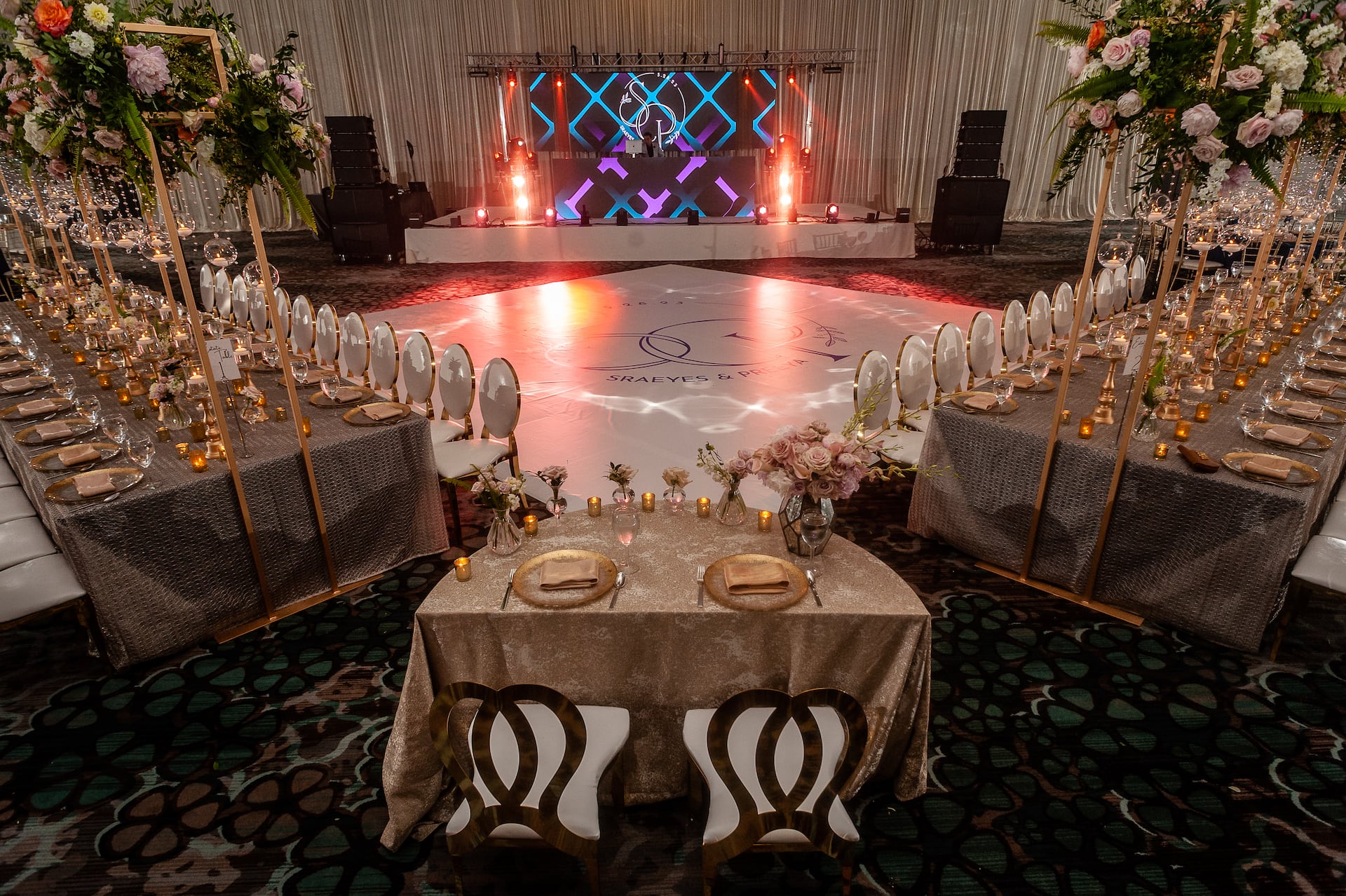 Grand Hyatt Atlanta in Buckhead Grand Ballroom Wedding Reception Tables With Dance Floor