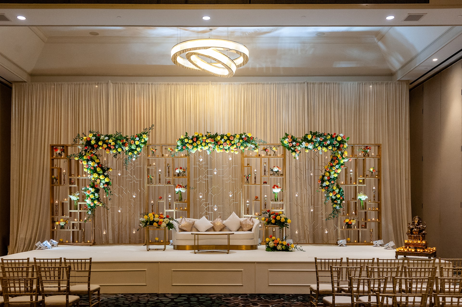 Grand Hyatt Atlanta in Buckhead Grand Ballroom Ceremony Set Up Stage Detail