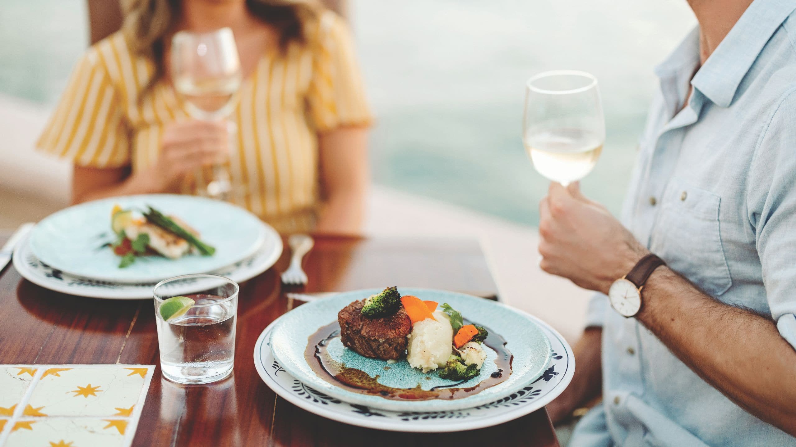 Sirena Del Mar Guests Dining Outdoors Entrees