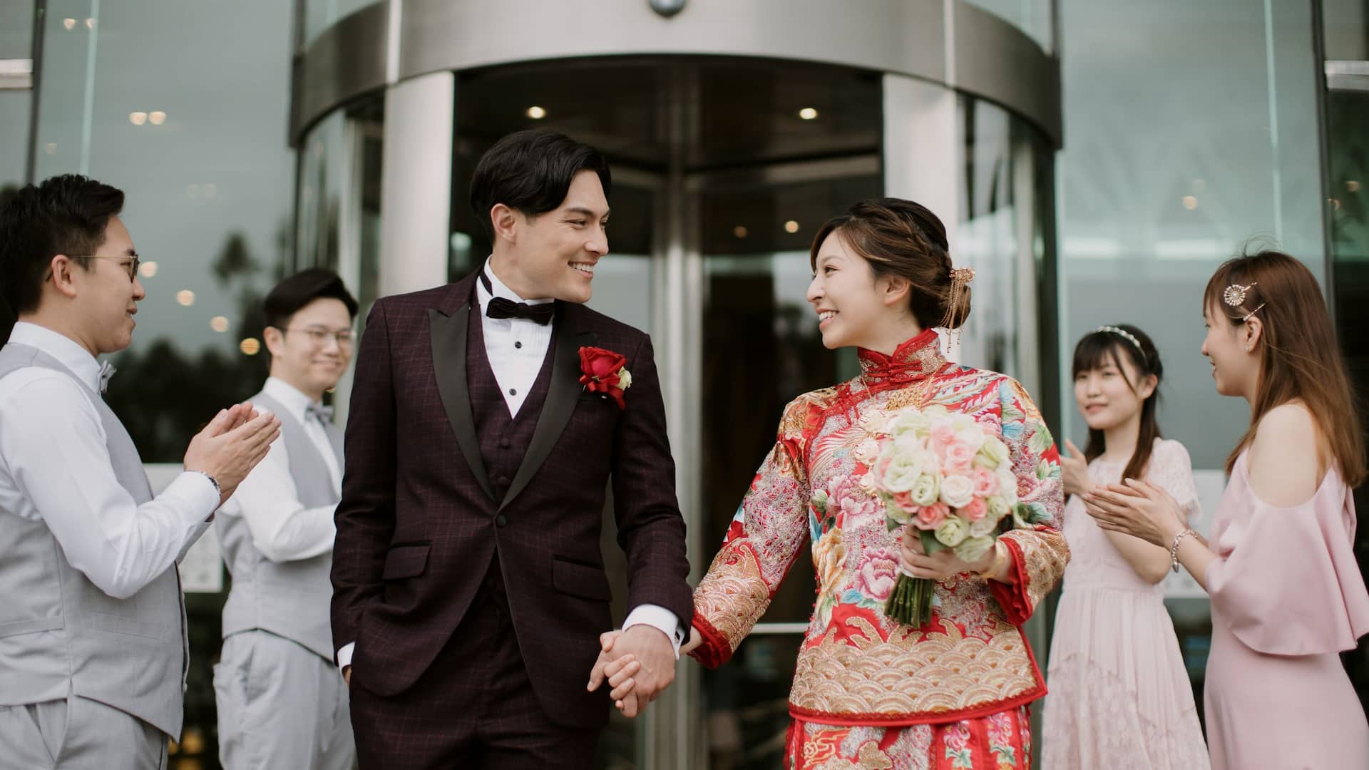 Hyatt Regency Hong Kong, Sha Tin Couple At Hotel Entrance
