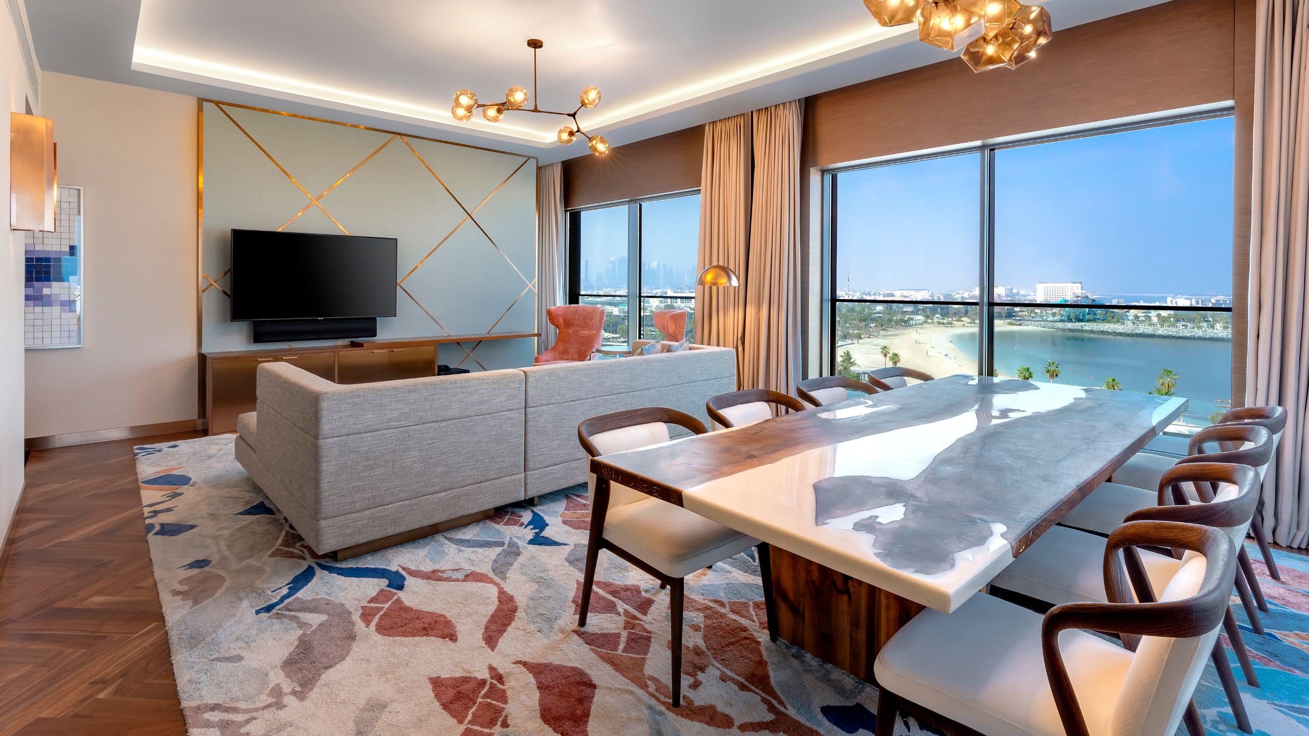 Hyatt Centric Jumeirah Dubai Terrace Suite Living Area Skyline