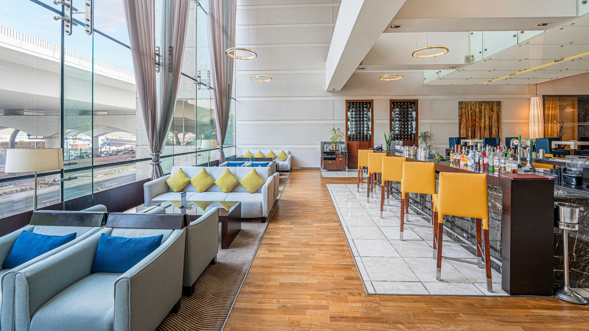 Hyatt Regency Dubai Dxbrd The Bar Back View Day