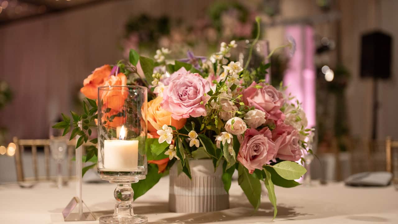 Closeup Wedding Centerpiece Table