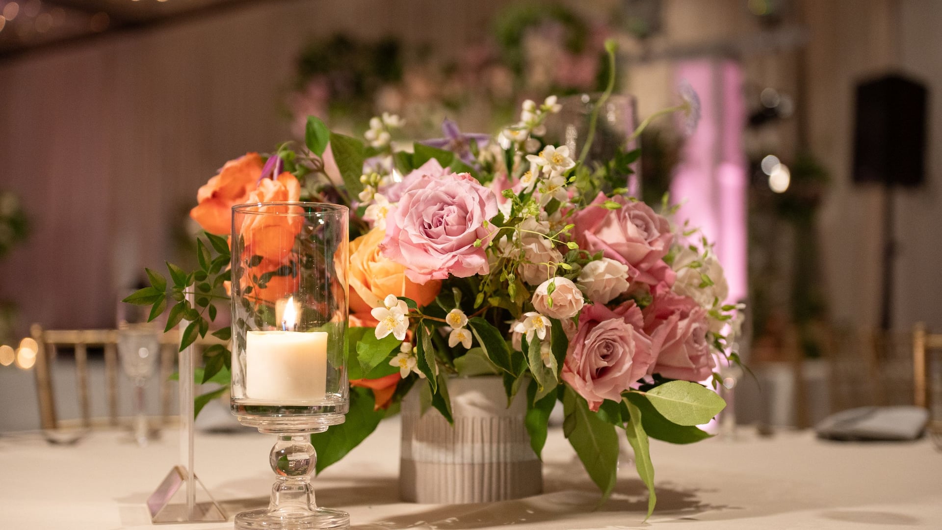 Hyatt Regency Long Beach Closeup Wedding Centerpiece Table