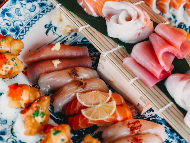 Photo of a plate of colorful and tasty Sushi from restaurant Kasai in the sky